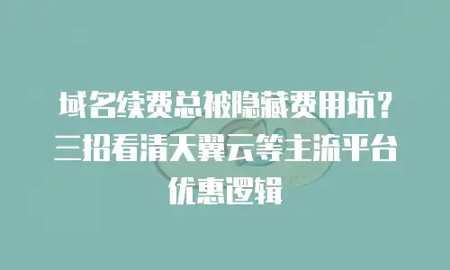 域名续费总被隐藏费用坑？三招看清天翼云等主流平台优惠逻辑