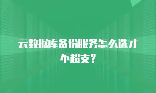 云数据库备份服务怎么选才不超支？