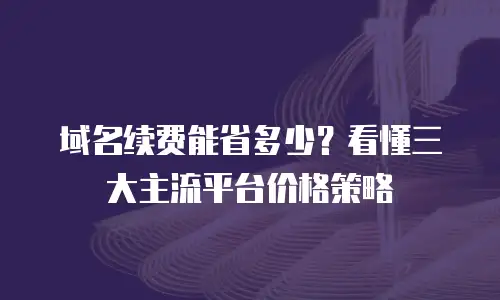 域名续费能省多少？看懂三大主流平台价格策略