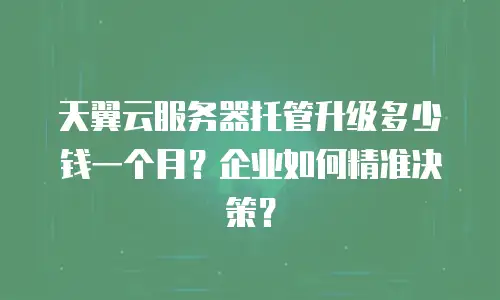 天翼云服务器托管升级多少钱一个月？企业如何精准决策？