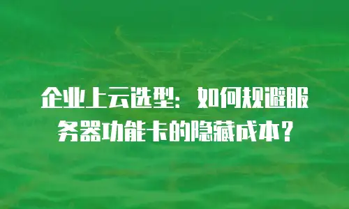 企业上云选型：如何规避服务器功能卡的隐藏成本？
