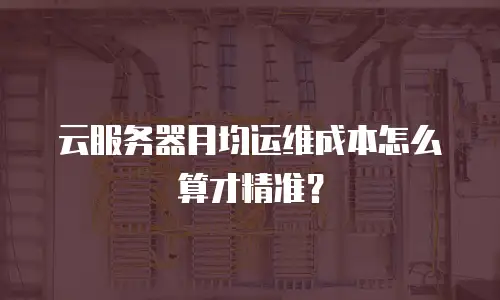 云服务器月均运维成本怎么算才精准？
