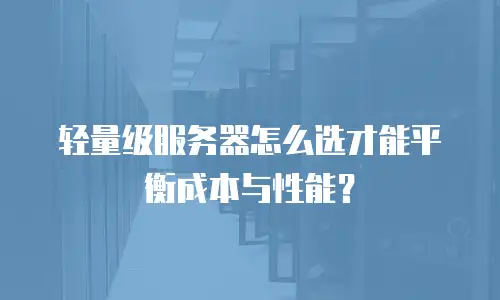 轻量级服务器怎么选才能平衡成本与性能？