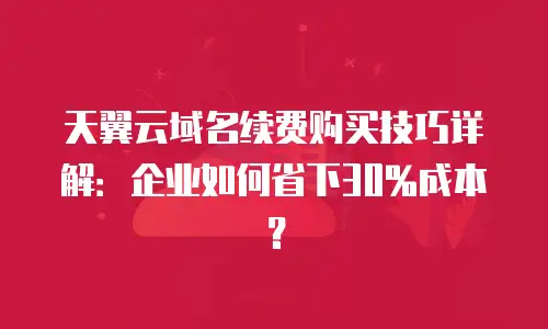 天翼云域名续费购买技巧详解：企业如何省下30%成本？