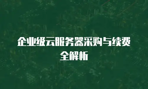 企业级云服务器采购与续费全解析