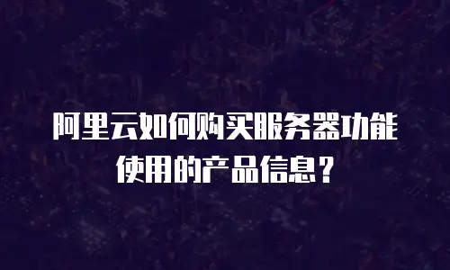 阿里云如何购买服务器功能使用的产品信息？