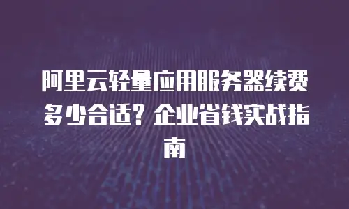 阿里云轻量应用服务器续费多少合适？企业省钱实战指南
