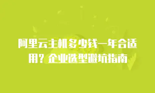 阿里云主机多少钱一年合适用？企业选型避坑指南