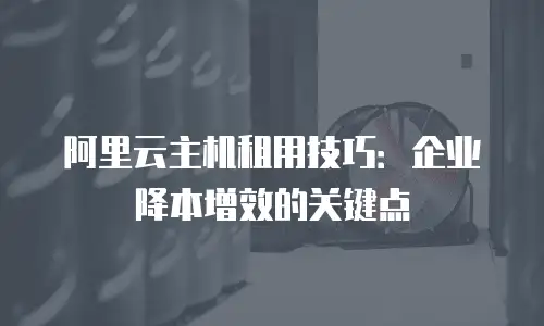 阿里云主机租用技巧：企业降本增效的关键点