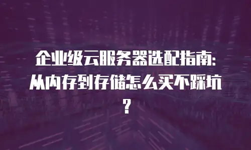 企业级云服务器选配指南：从内存到存储怎么买不踩坑？