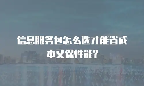 信息服务包怎么选才能省成本又保性能？