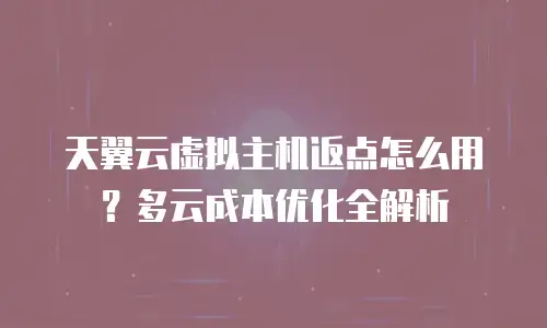 天翼云虚拟主机返点怎么用？多云成本优化全解析