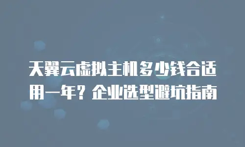 天翼云虚拟主机多少钱合适用一年？企业选型避坑指南