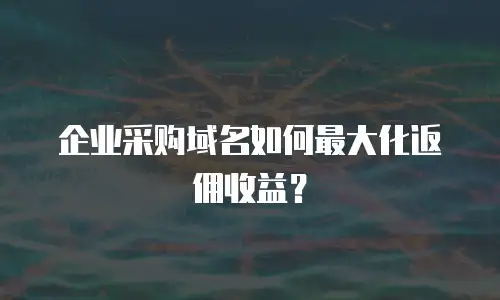 企业采购域名如何最大化返佣收益？