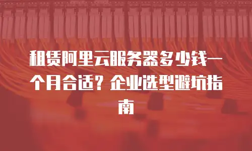 租赁阿里云服务器多少钱一个月合适？企业选型避坑指南