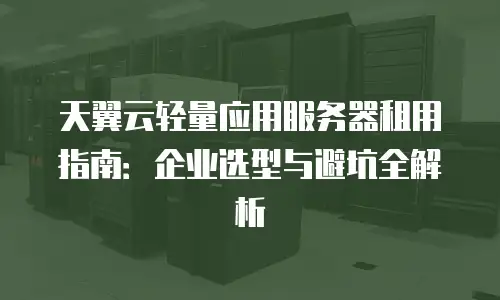 天翼云轻量应用服务器租用指南：企业选型与避坑全解析