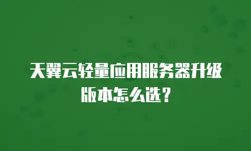 天翼云轻量应用服务器升级版本怎么选？
