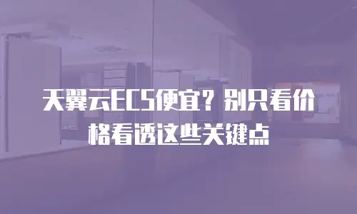 天翼云ECS便宜？别只看价格看透这些关键点