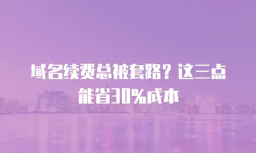 域名续费总被套路？这三点能省30%成本