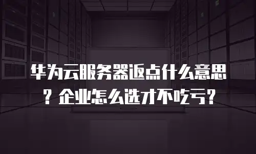 华为云服务器返点什么意思？企业怎么选才不吃亏？