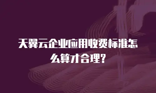 天翼云企业应用收费标准怎么算才合理？