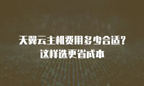 天翼云主机费用多少合适？这样选更省成本