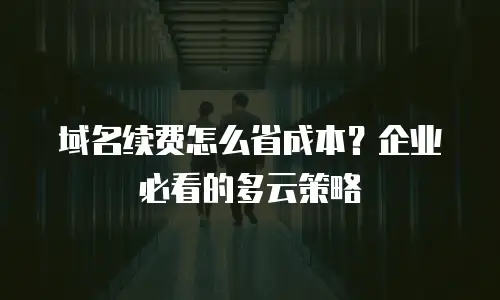 域名续费怎么省成本？企业必看的多云策略