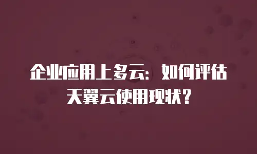 企业应用上多云：如何评估天翼云使用现状？