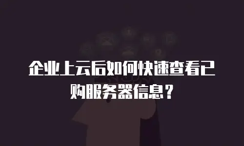 企业上云后如何快速查看已购服务器信息？