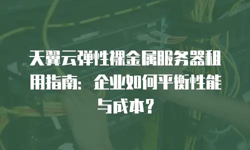 天翼云弹性裸金属服务器租用指南：企业如何平衡性能与成本？