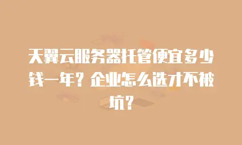 天翼云服务器托管便宜多少钱一年？企业怎么选才不被坑？