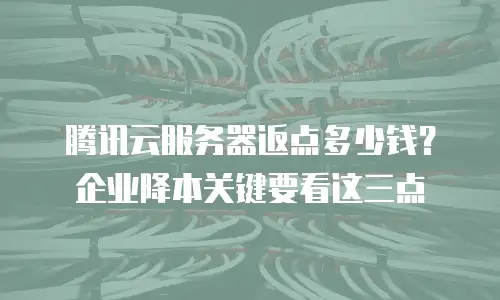 腾讯云服务器返点多少钱？企业降本关键要看这三点