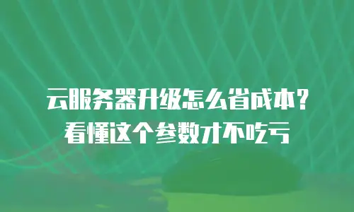 云服务器升级怎么省成本？看懂这个参数才不吃亏