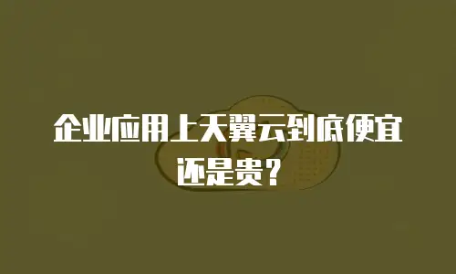 企业应用上天翼云到底便宜还是贵？