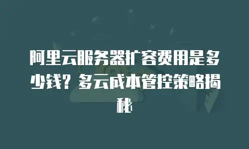 阿里云服务器扩容费用是多少钱？多云成本管控策略揭秘