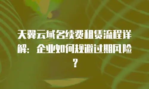 天翼云域名续费租赁流程详解：企业如何规避过期风险？