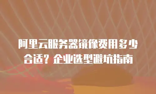 阿里云服务器镜像费用多少合适？企业选型避坑指南
