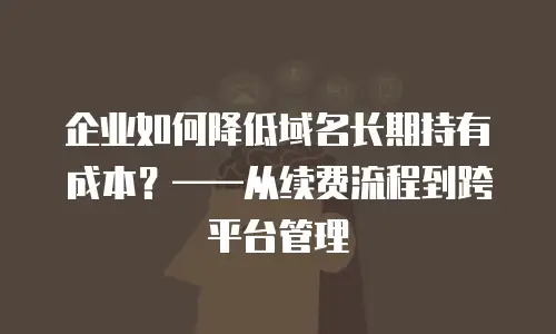 企业如何降低域名长期持有成本？——从续费流程到跨平台管理