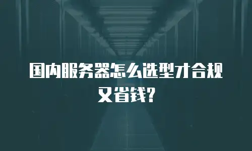 国内服务器怎么选型才合规又省钱？