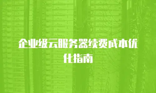 企业级云服务器续费成本优化指南