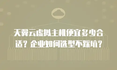 天翼云虚拟主机便宜多少合适？企业如何选型不踩坑？