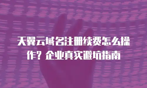 天翼云域名注册续费怎么操作？企业真实避坑指南