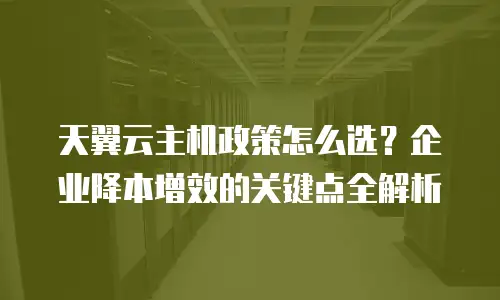 天翼云主机政策怎么选？企业降本增效的关键点全解析