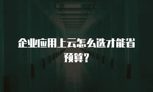 企业应用上云怎么选才能省预算？