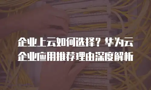 企业上云如何选择？华为云企业应用推荐理由深度解析