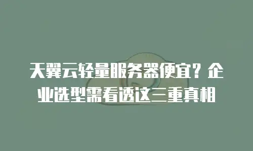 天翼云轻量服务器便宜？企业选型需看透这三重真相