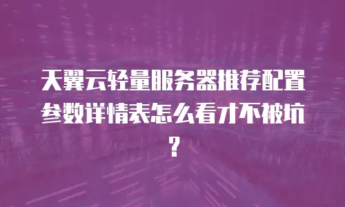 天翼云轻量服务器推荐配置参数详情表怎么看才不被坑？