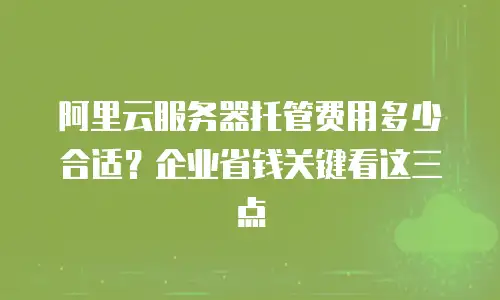 阿里云服务器托管费用多少合适？企业省钱关键看这三点