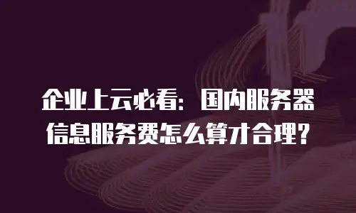 企业上云必看：国内服务器信息服务费怎么算才合理？