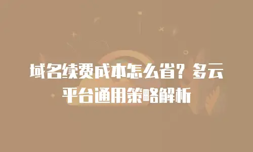 域名续费成本怎么省？多云平台通用策略解析